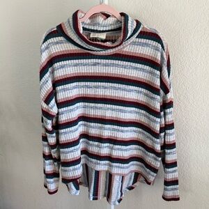Saturday Sunday Anthropologie Striped Mock Neck Long Sleeve Top Women’s Small